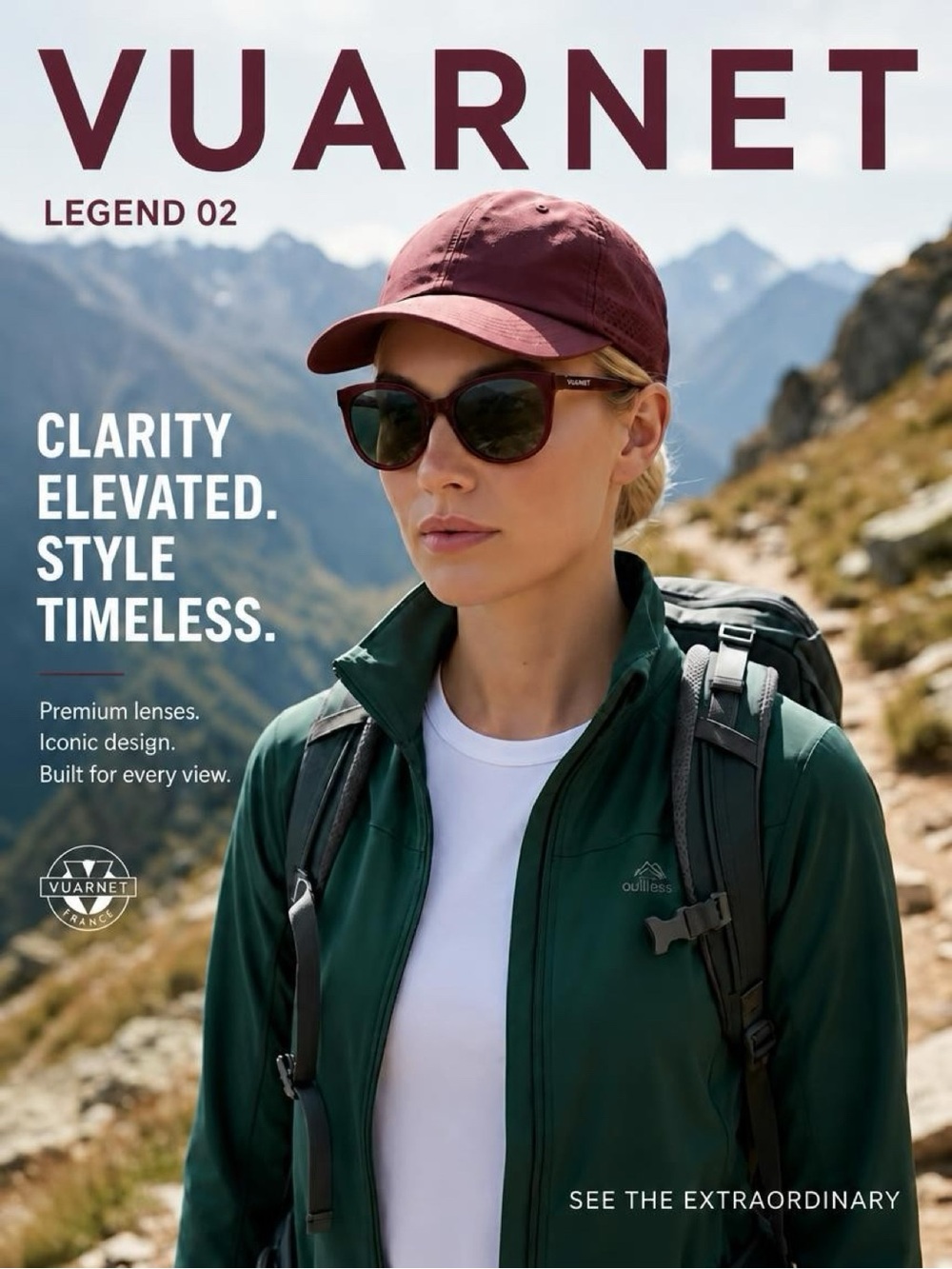 Vuarnet Legend 02 Women's Burgundy Frame Sunglasses with Greylynx Lenses..
